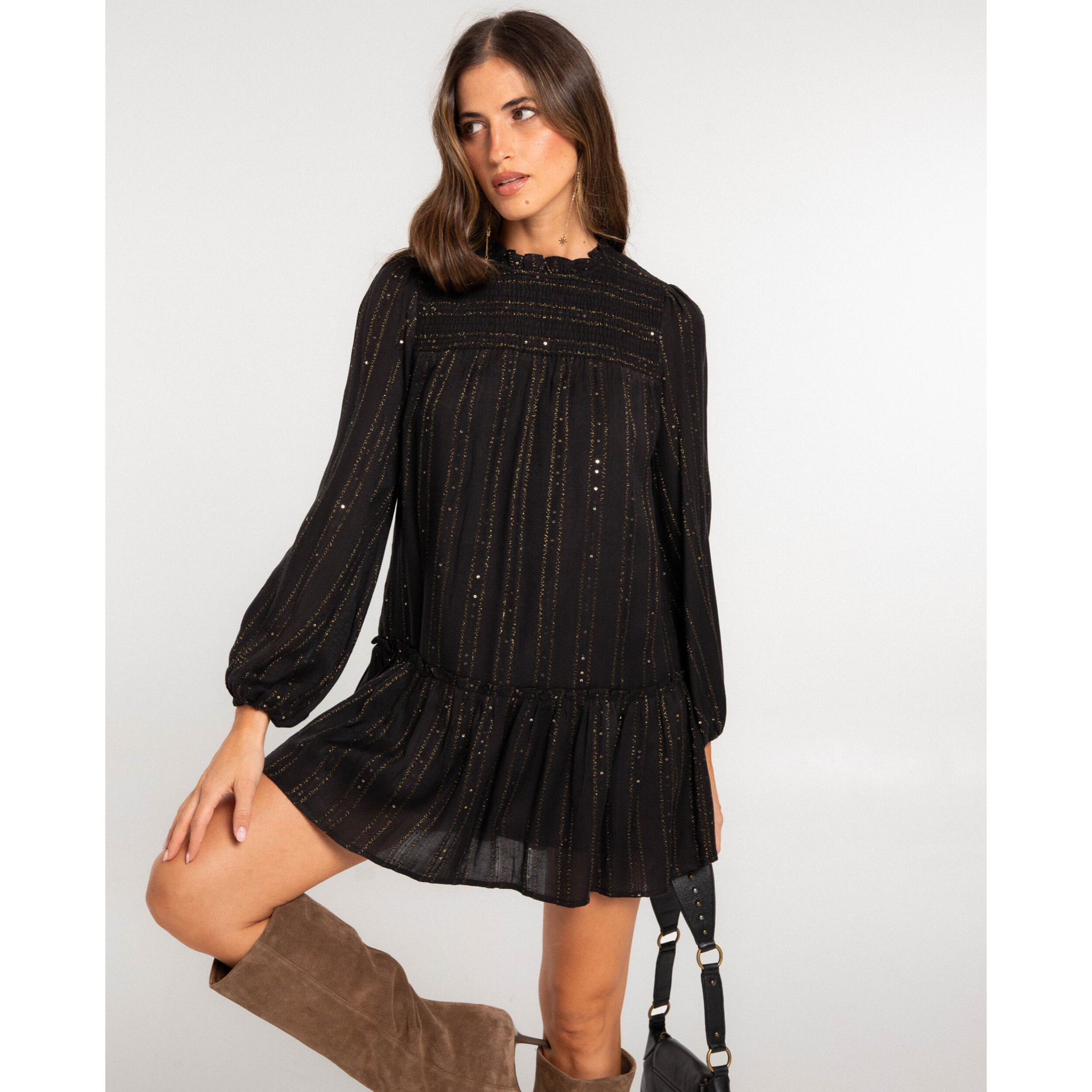 Vestido corto con lúrex de mujer