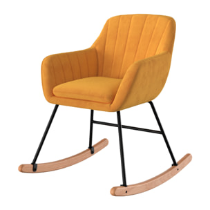 Rocking-chair en velours jaune - Isola