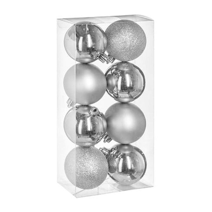 Set 8 bolas navidad píana plata