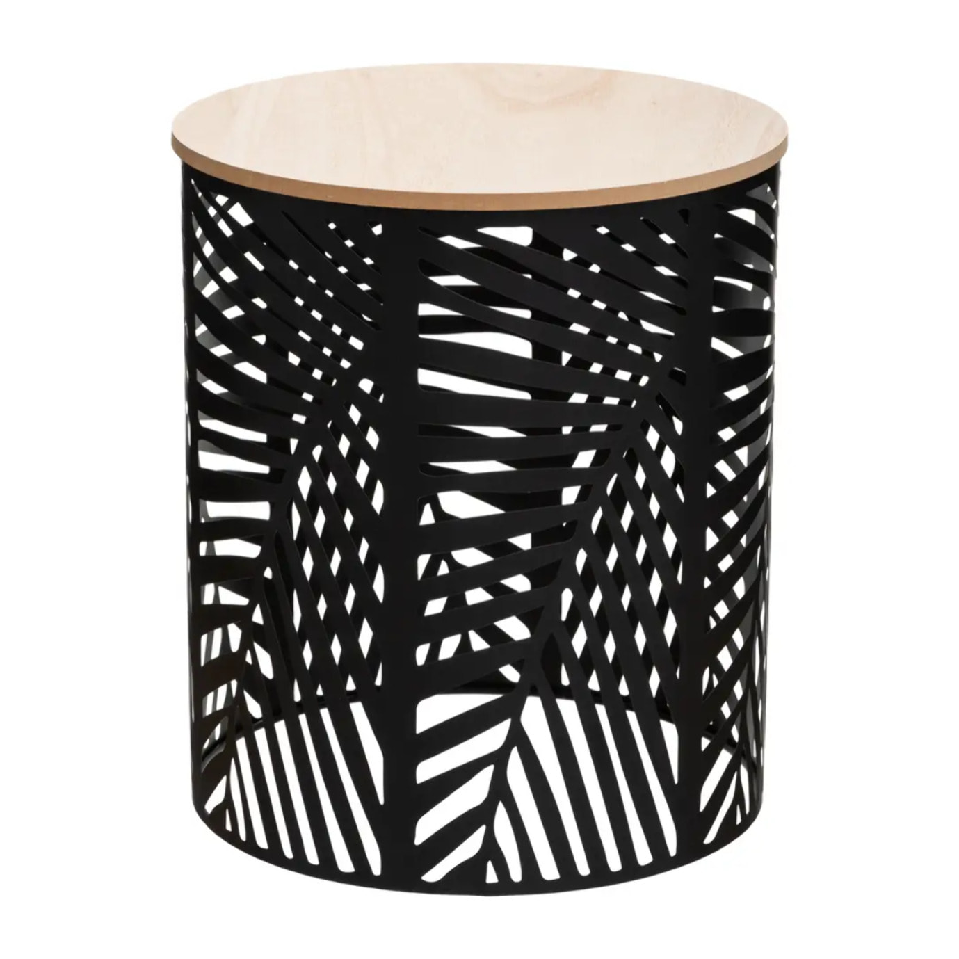 Lot de 2 tables gigognes "Feuilles" noir D35cm/39cm