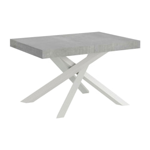 Tavolo allungabile 90x140/400 cm Volantis cemento telaio bianco