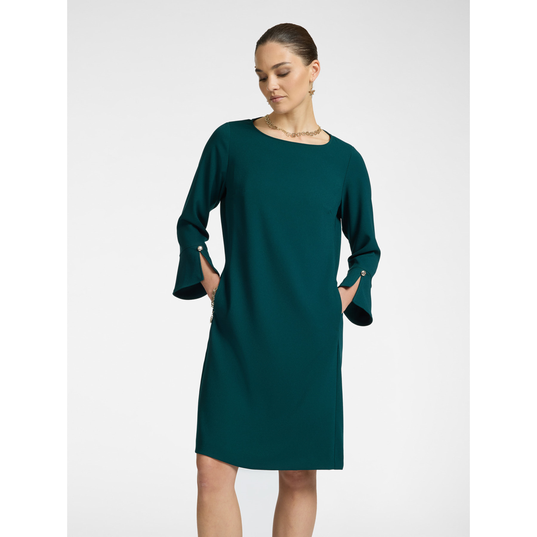 Elena Mirò - Vestido de tejido crêpe - Verde