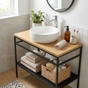 Vasque à poser ronde diamètre 39 cm - blanc mat - sans trop-plein - Infinitio SAT