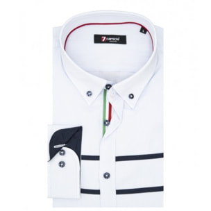 Camicie Uomo POPELINE RIGA STRETTA Bianco/Celeste