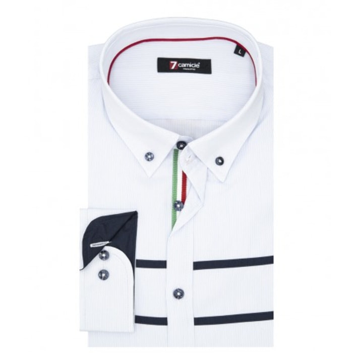 Camicie Uomo POPELINE RIGA STRETTA Bianco/Celeste