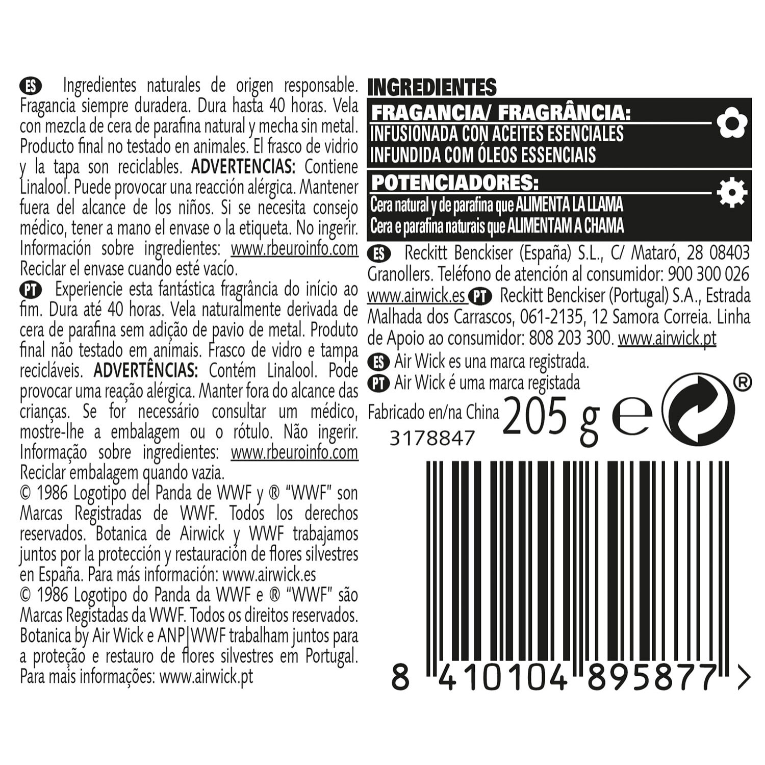 Botanica by Air Wick Vela aromática de cera natural, aroma Vainilla y Magnolia del Himalaya - 205g