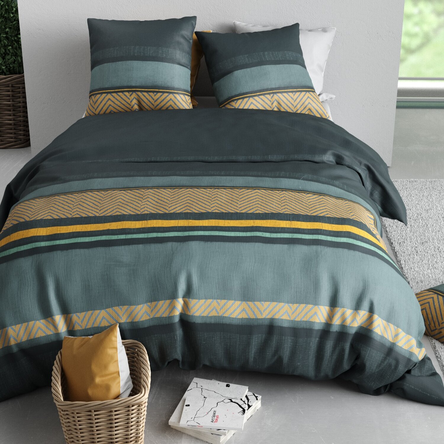 Parure housse de couette imprimé 100% coton - astral