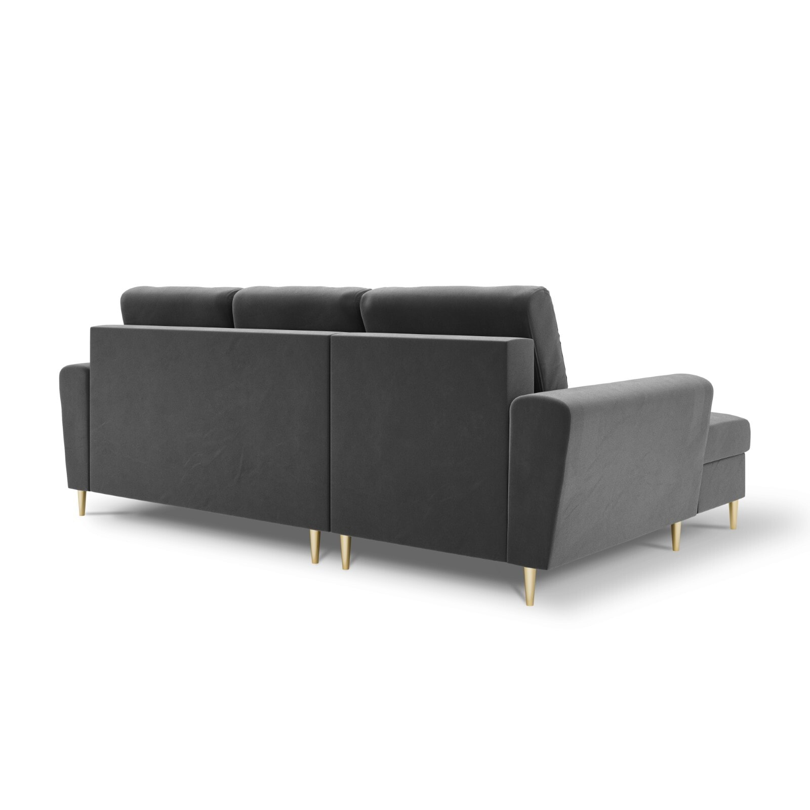 Canapé d'angle gauche convertible avec coffre de rangement "Kyoto" 4 places en velours gris clair