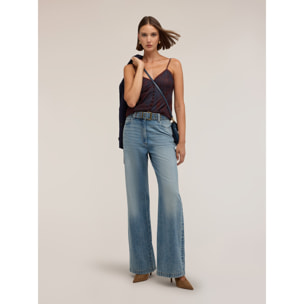 Motivi - Jeans palazzo washed con cinturón con tachuelas - Light - blue