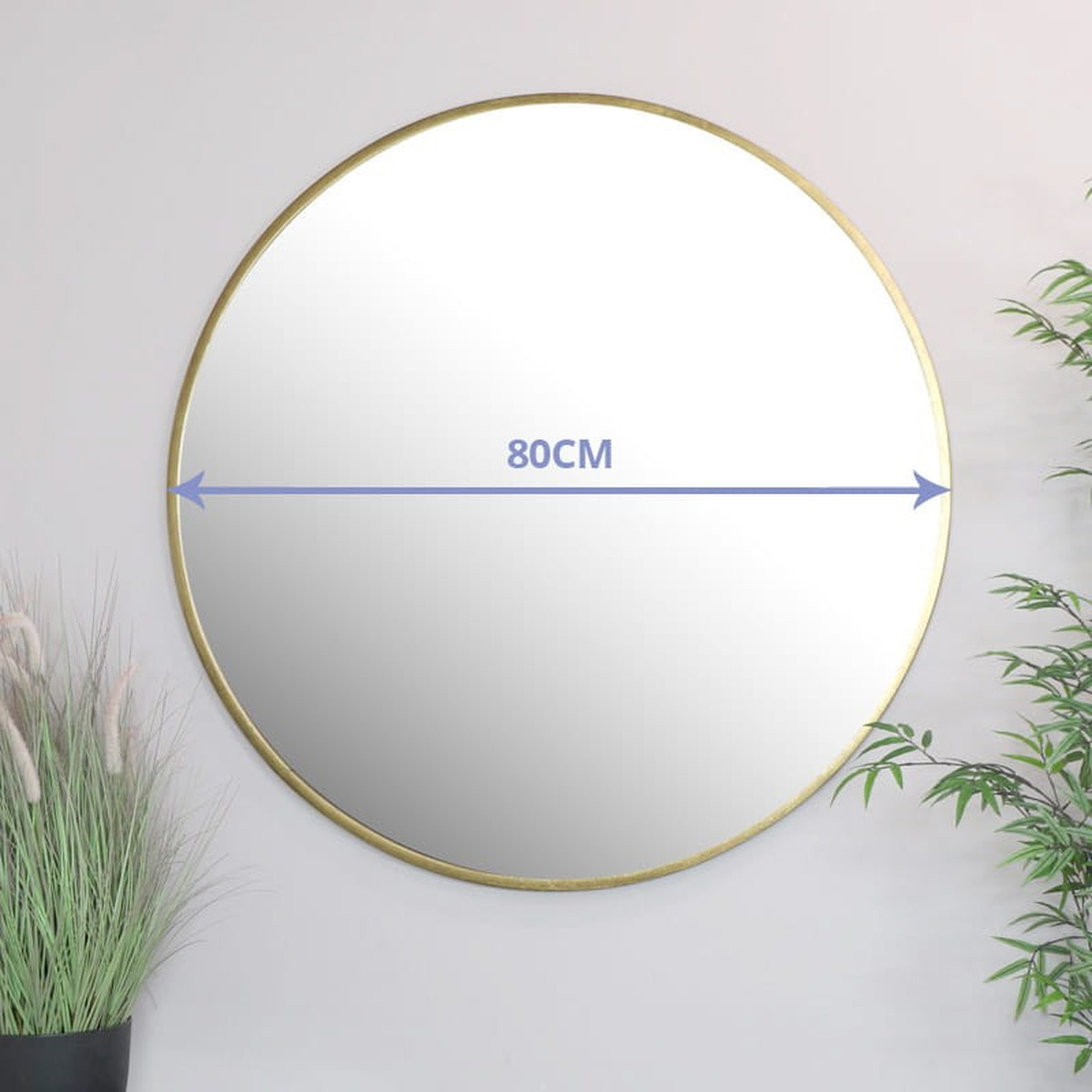 Specchio rotondo design moderno con cornice dorata 80 cm