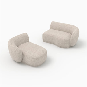 Canapé d'angle modulable 4 places en tissu beige chiné - Nova