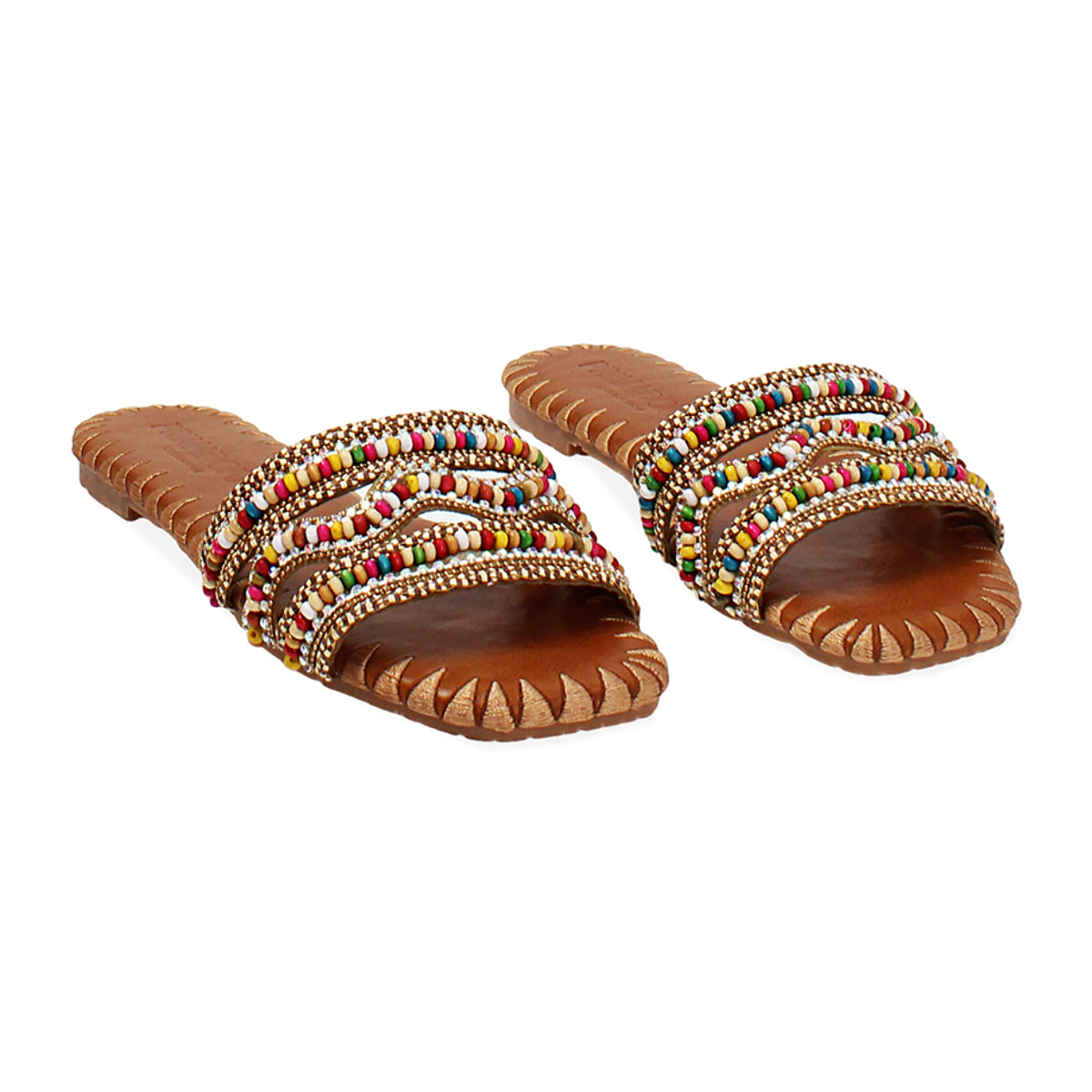 Sandali bassi donna cognac