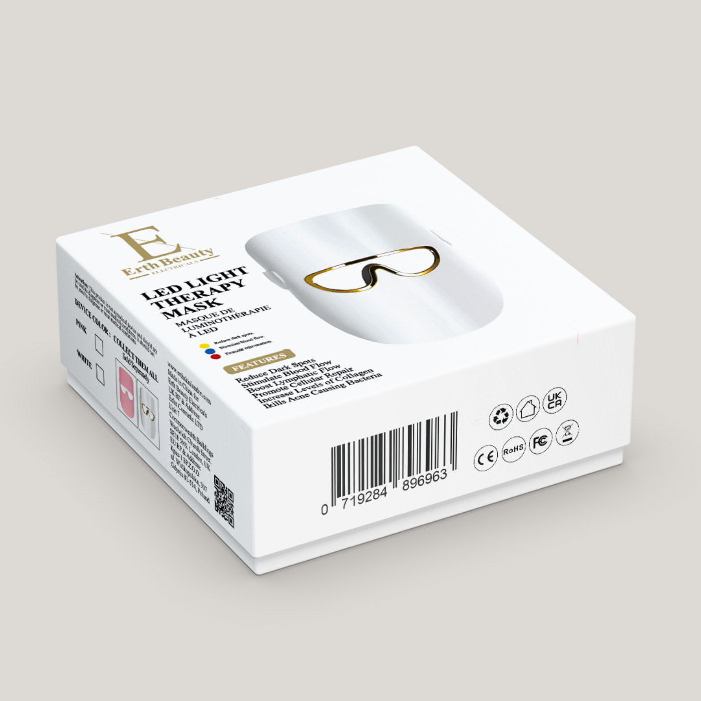 MÁSCARA DE TERAPIA CON LUZ LED Blanco