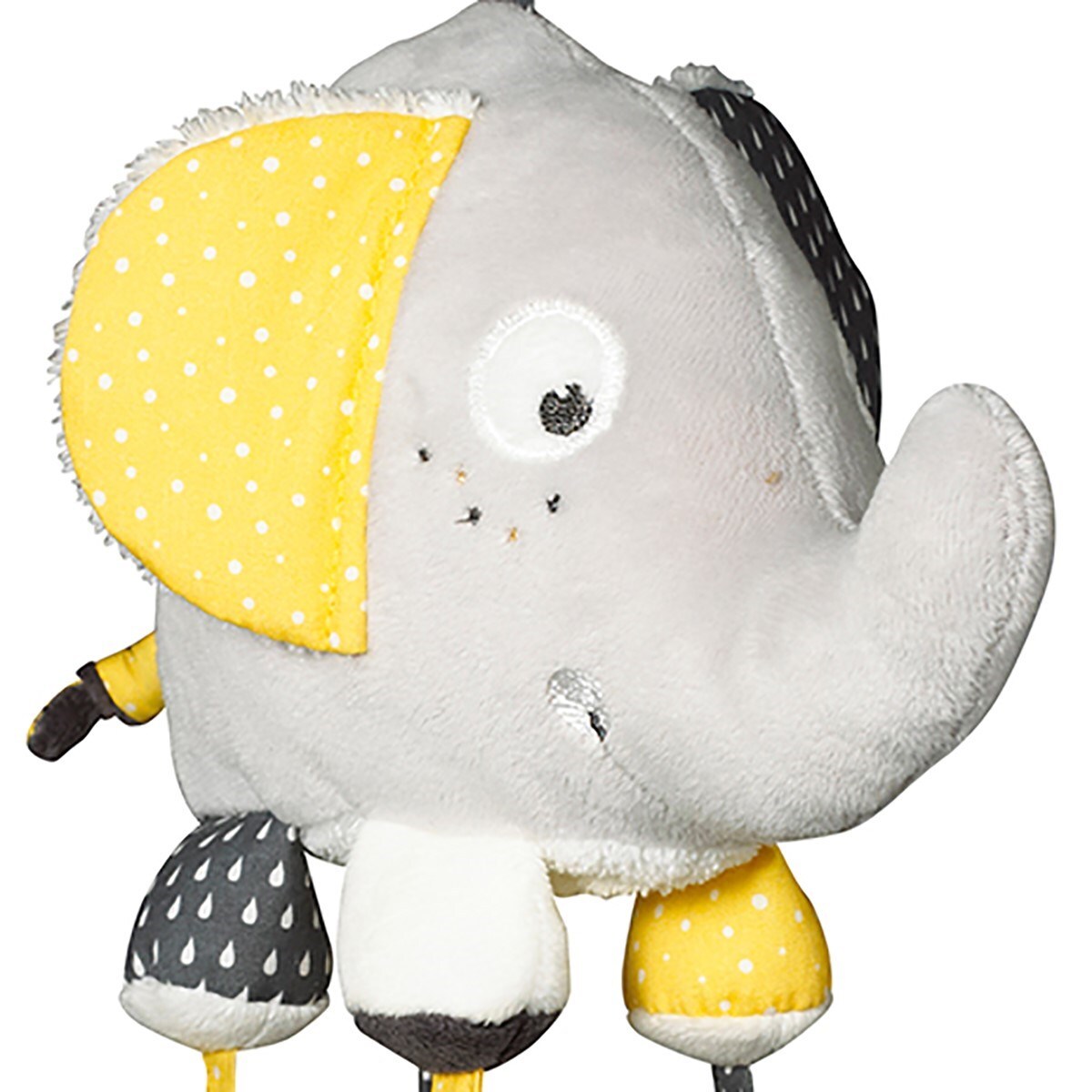 Jouet d'activités enfant Eléphant en velours gris