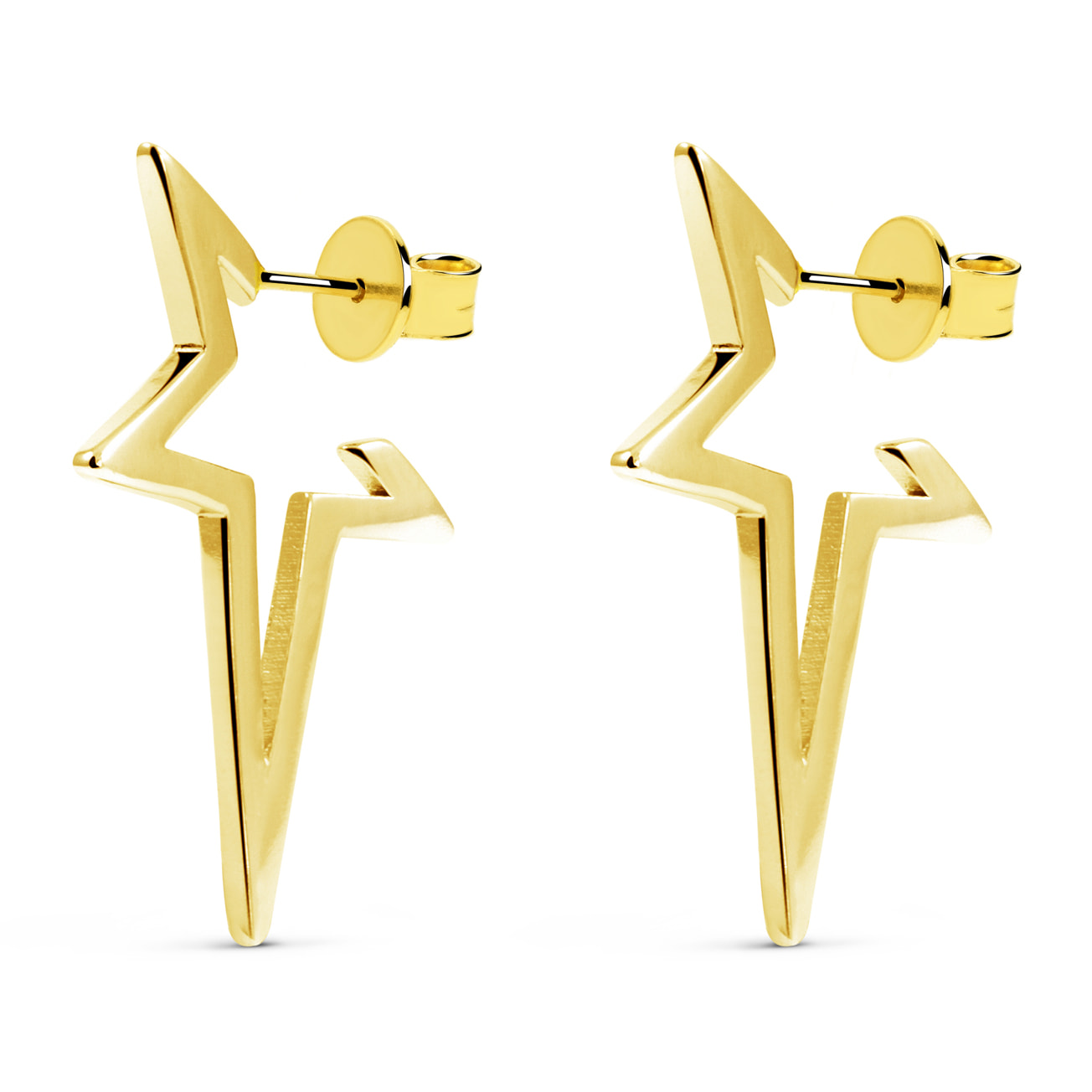 Pendientes Star Punk Plata Baño Oro