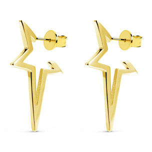Pendientes Star Punk Plata Baño Oro