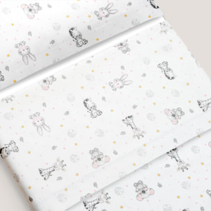 Triptico Cuna Franela Modelo Koala Bco/Rosa