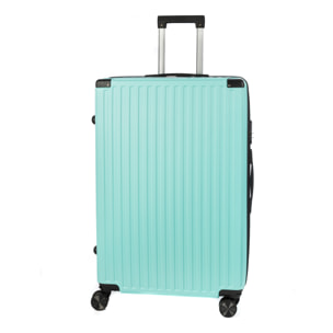 DAM Valigia grande capacità trolley rigido ultraleggero, in ABS ad alta resistenza con angoli rinforzati. Chiusura numerica e 4 ruote doppie estraibili e girevoli a 360°. 51x30x77 cm. Colore: Verde Acquamarina