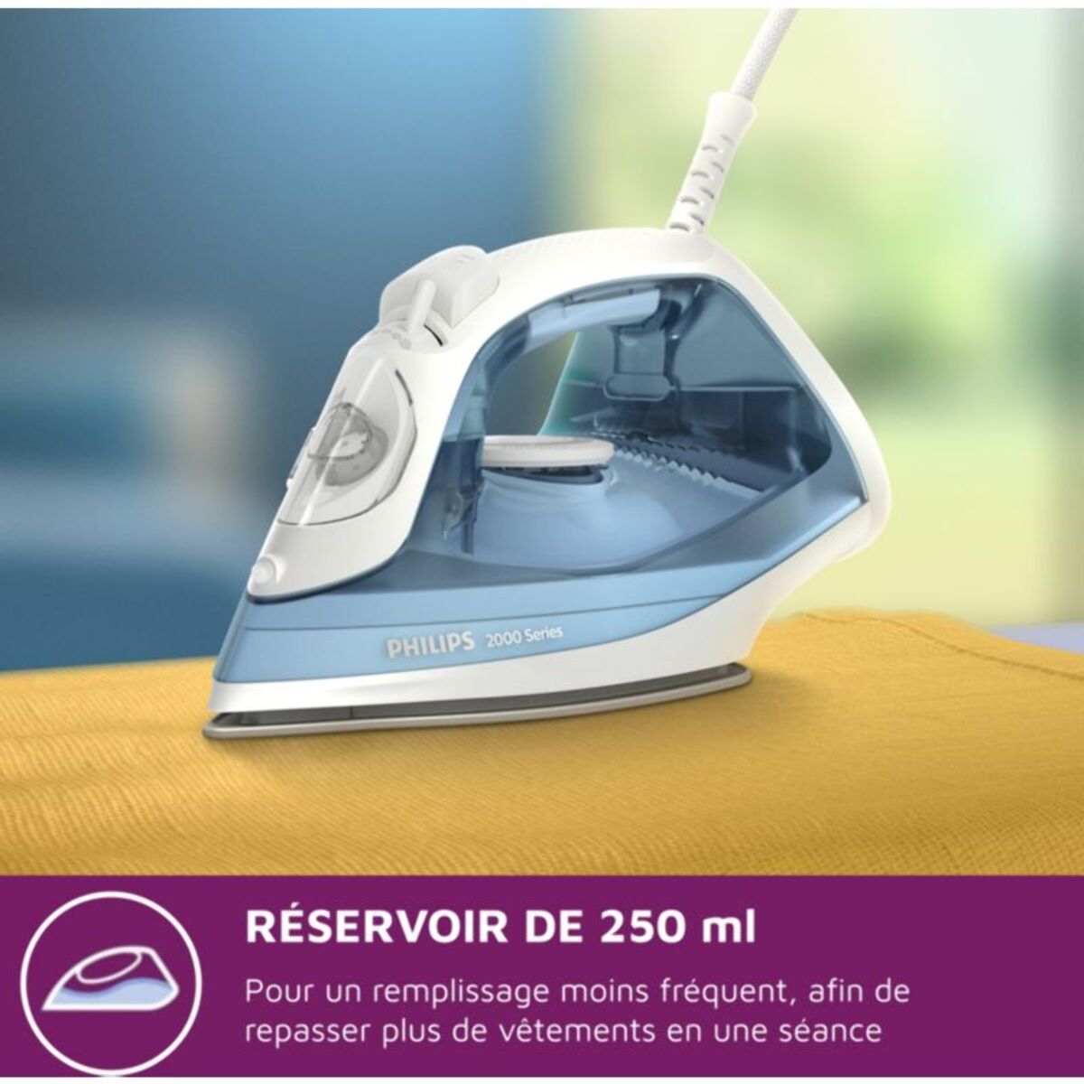 Fer à repasser PHILIPS DST2010/20 fer à vapeur EasySpeed Bleu clair, 2000W