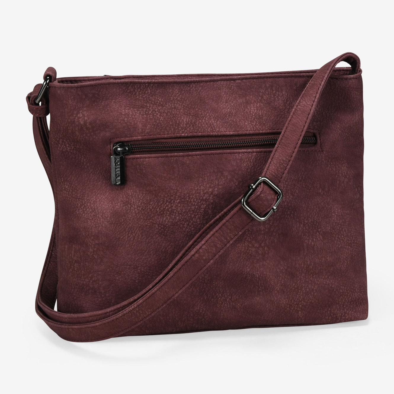 Bolso bandolera burdeos con solapa de tachas