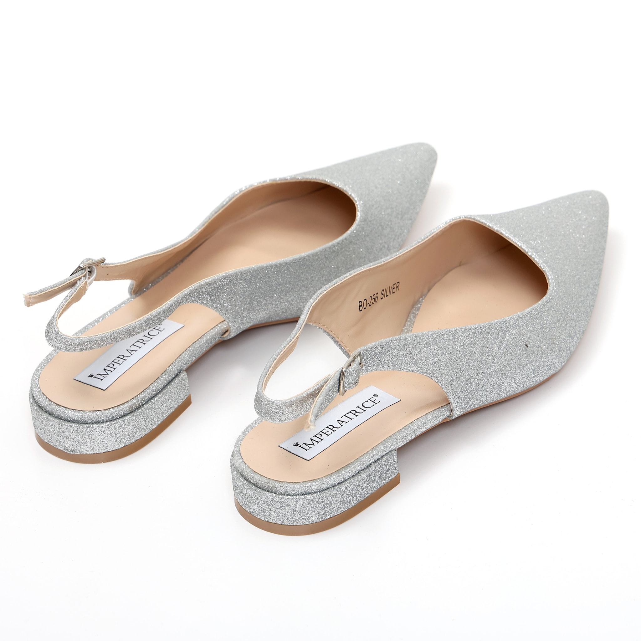 Ballerine slingback in simil pelle brillantinate