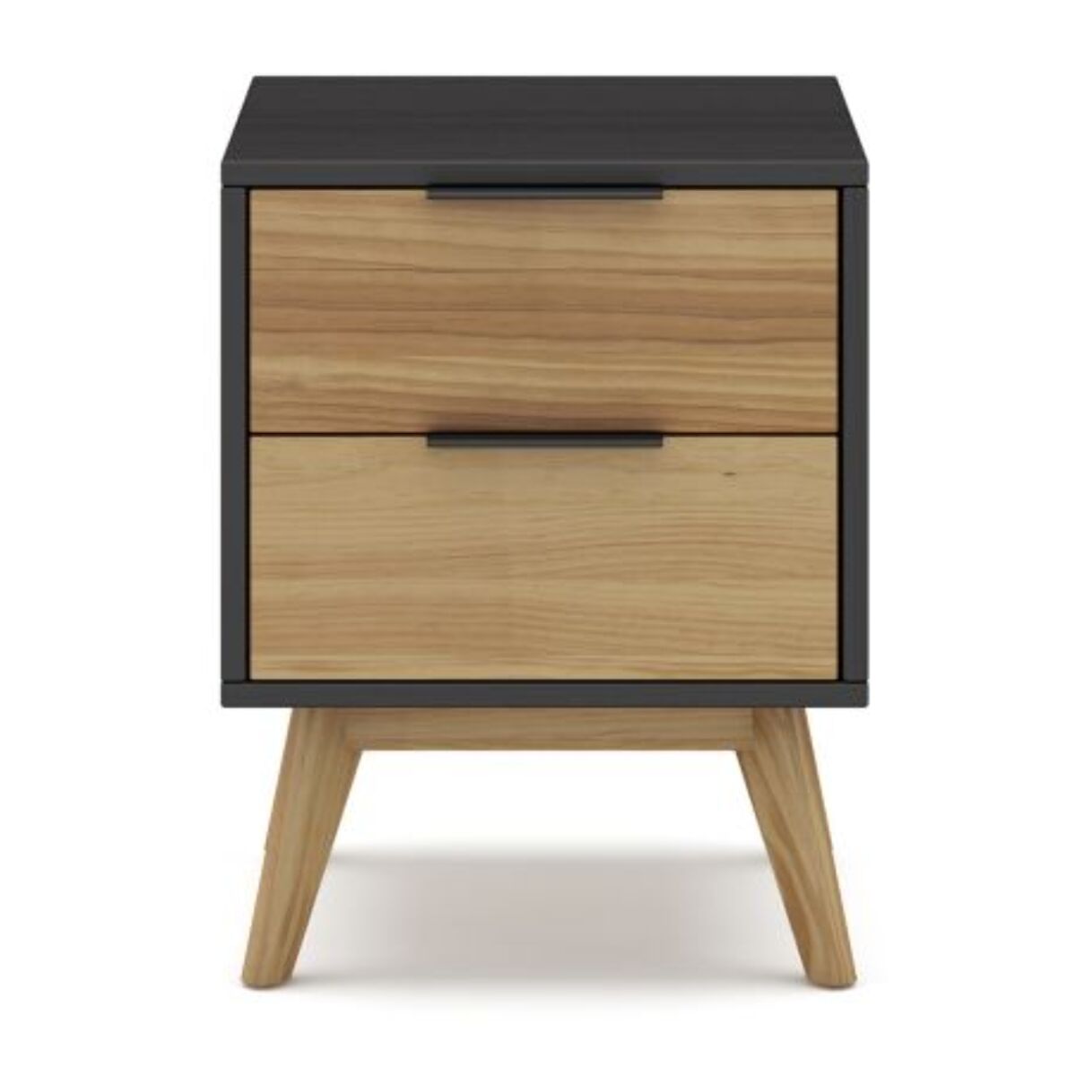 Mesita de noche Numa 2 cajones Gris Alpino - Oak