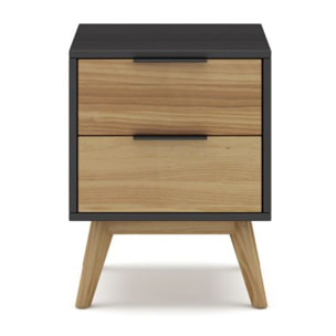 Mesita de noche Numa 2 cajones Gris Alpino - Oak