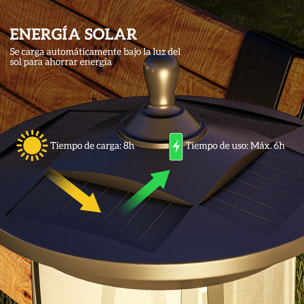 Farola Solar Luz Solar de Exterior con Panel Solar Encendido y Apagado Automático IP44 para Terraza Patio 17x17x127 cm Negro