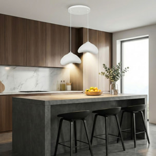 Luminaire design 2 suspensions en fibre de verre blanc SELVA