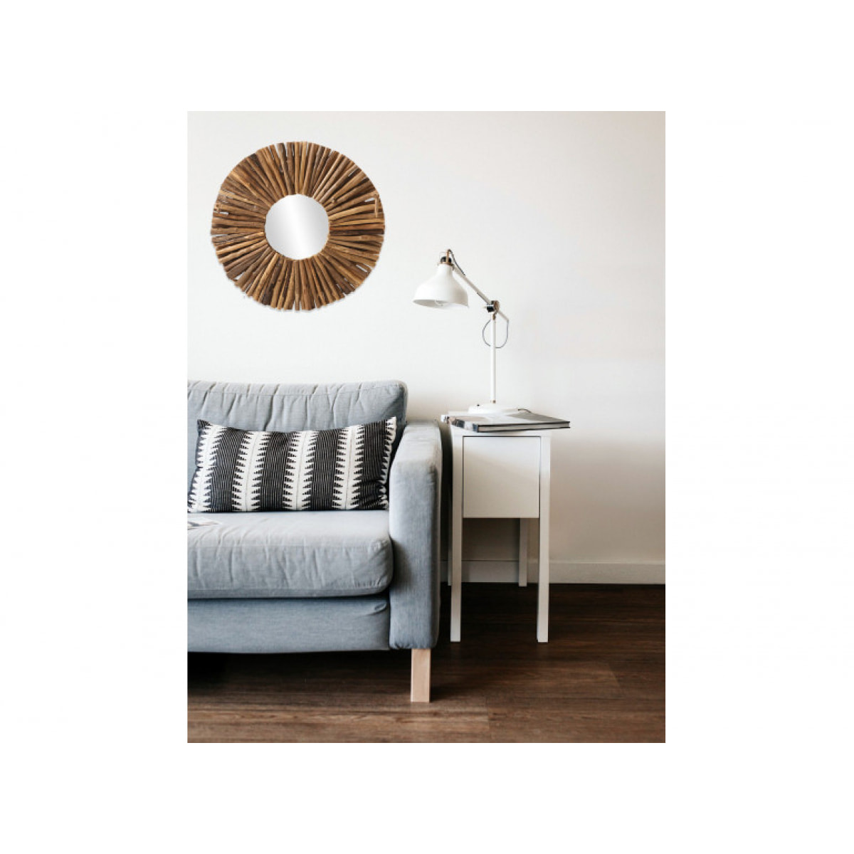 Miroir mural rond avec contour en branches D50 cm - CORDOBA