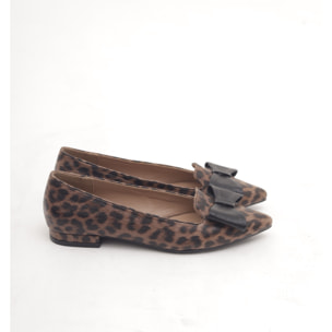 DECOLLETE FLAT FIOCCO LEOPARDO