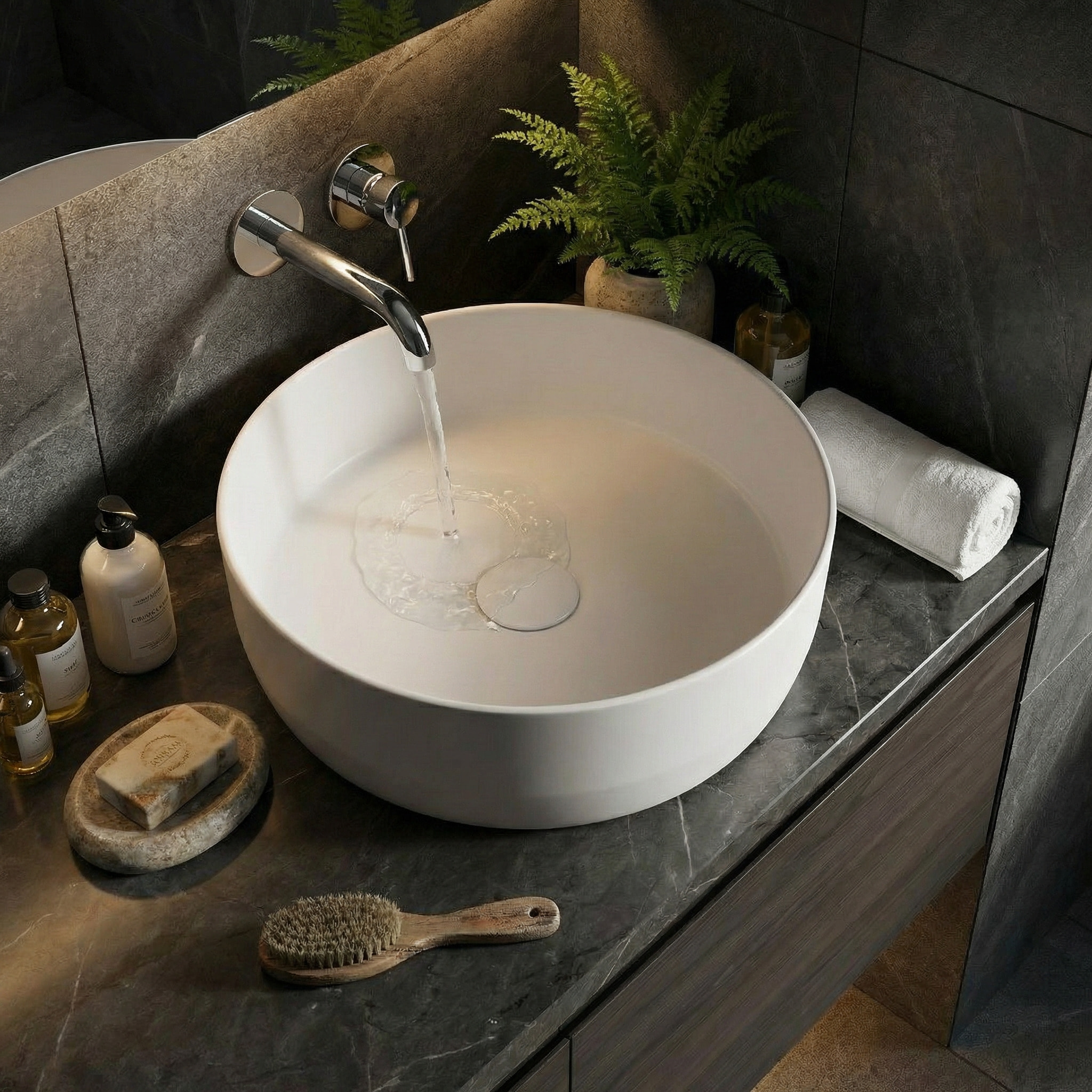 Vasque à poser Infinitio 39 x 39 x 12 cm sans trop-plein, blanc mat (SATINF3939M)