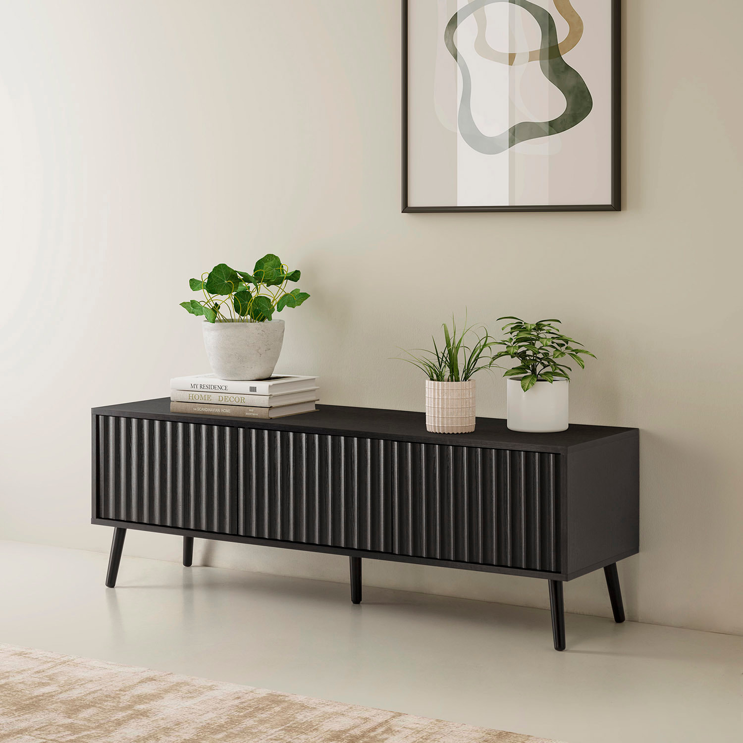 Mueble TV Lluvia 3 puertas color Negro