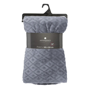 Plaid "3D Losange" flanelle gris ardoise 180x230cm