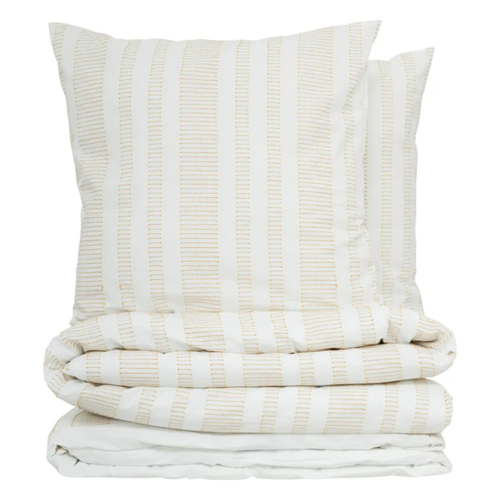 Parure de lit Isao coton blanc jaune 260x240cm