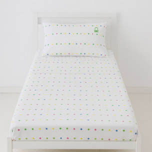 Set 3pc cama (sábana bajera 90x200+30cm + sábana encimera 160x240cm + funda almohada 45x110cm) rainbow Benetton