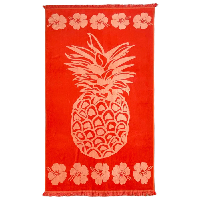 Serviette de plage éponge velours Jacquard avec franges Valdanos 90x170 390g/m²