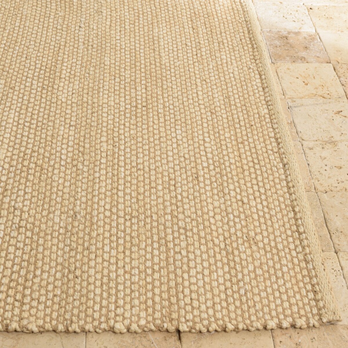 QUENTIN - Tapis rectangulaire 200x290cm en jute et coton beige