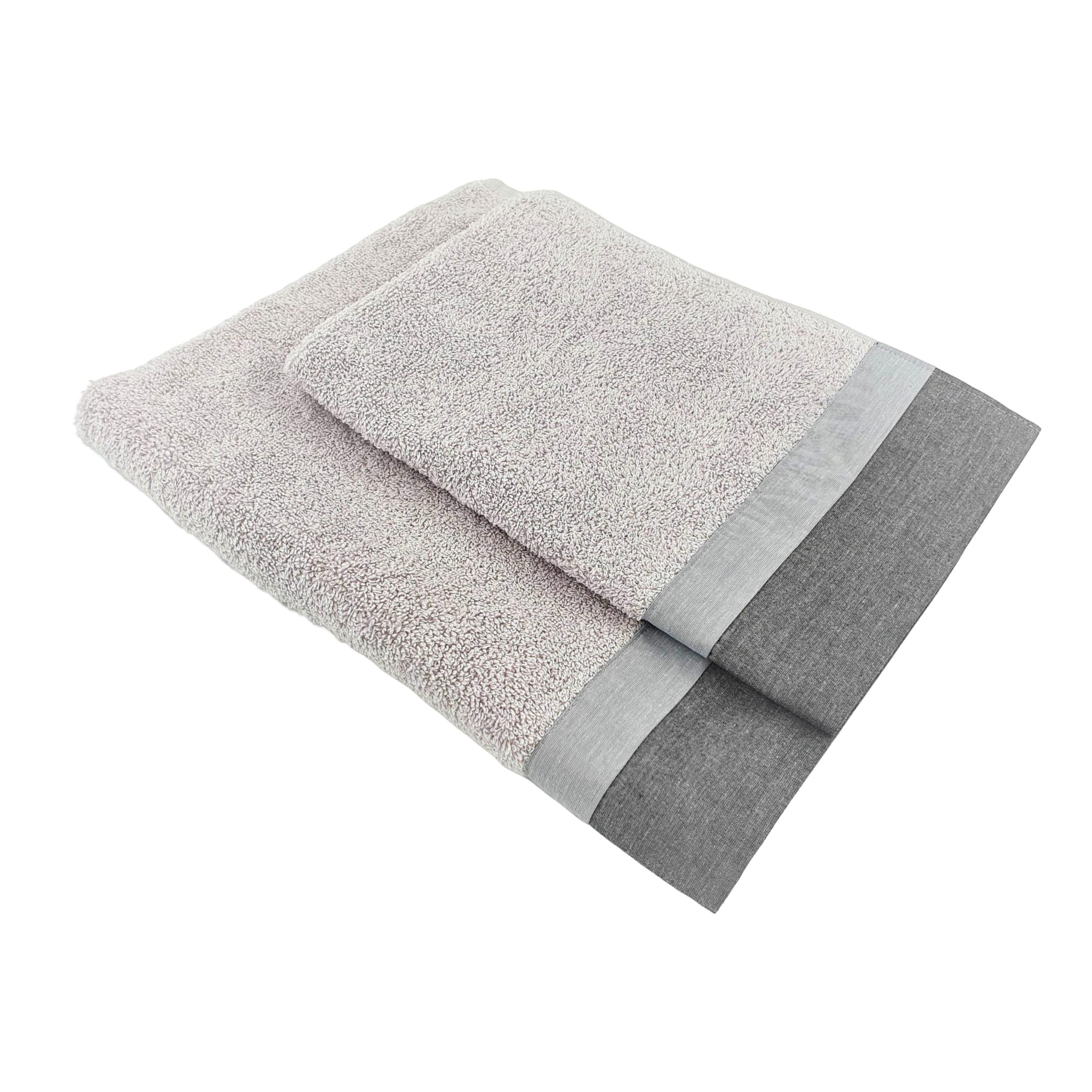 Set Spugna VARAZZE 2 Pezzi: Viso+Ospite - Grigio - 450 gr/m² - Puro Cotone