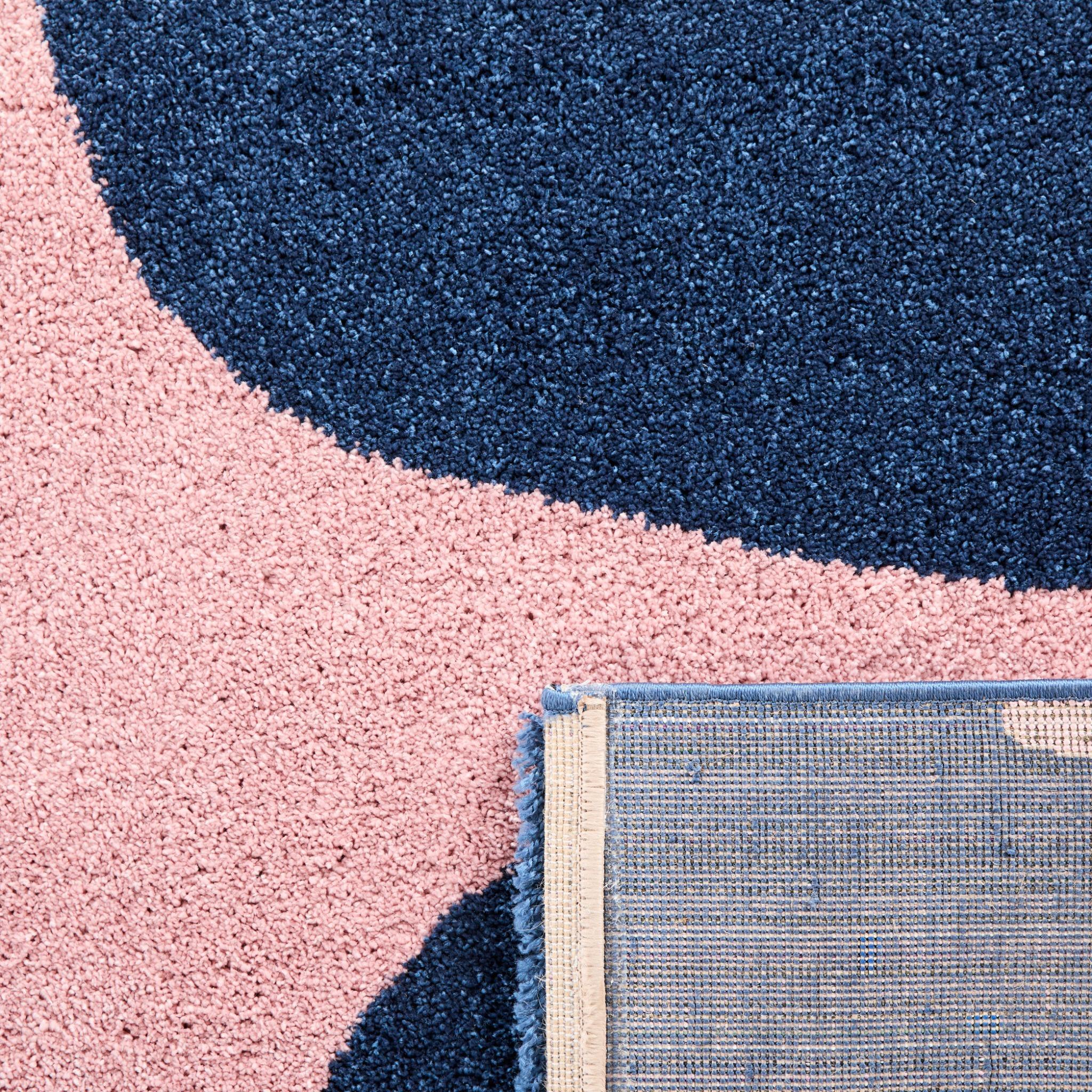 GROOVY - Tapis rétro coloré à motif fleur - Confortable et moelleux - Bleu