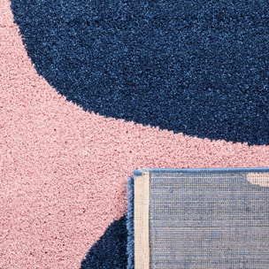 GROOVY - Tapis rétro coloré à motif fleur - Confortable et moelleux - Bleu
