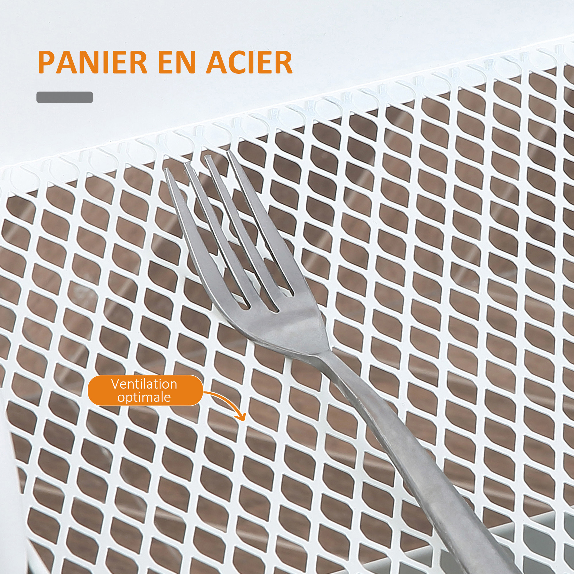 Desserte de cuisine chariot de service design industriel 3 étagères plateau amovible aspect bois clair acier blanc