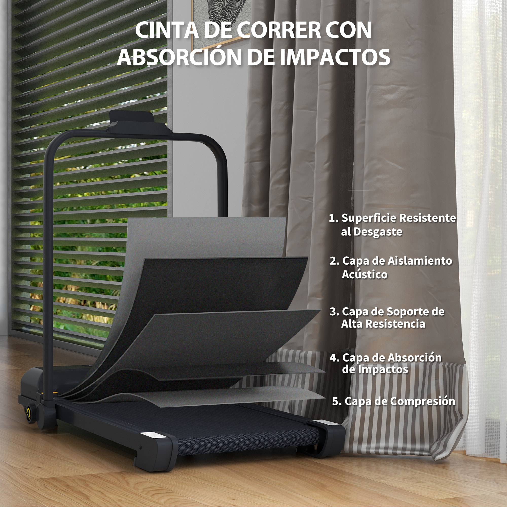 Cinta de Correr 2 en 1 Cinta de Andar Plegable 2,5 HP con Pantalla LED Velocidad Ajustable Max. 10 km/h Control Remoto Cinta de Correr Eléctrica Debajo del Escritorio Negro