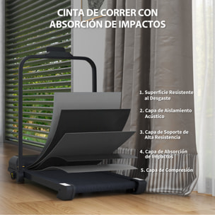 Cinta de Correr 2 en 1 Cinta de Andar Plegable 2,5 HP con Pantalla LED Velocidad Ajustable Max. 10 km/h Control Remoto Cinta de Correr Eléctrica Debajo del Escritorio Negro