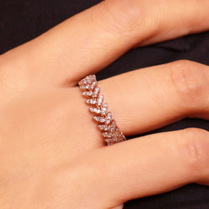 Anello Riviera con Elementi a Foglia in Cubic Zirconia