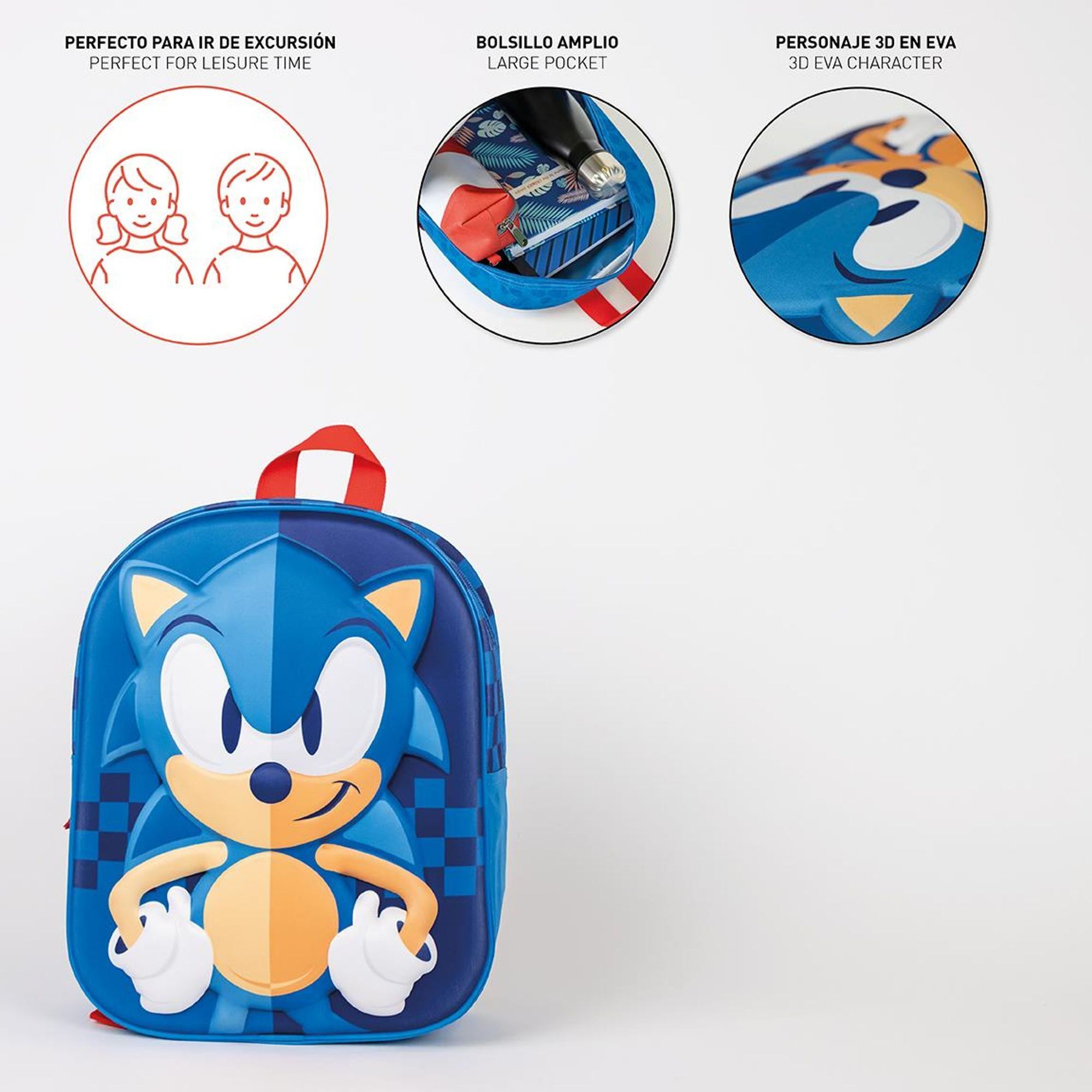 Mochila Infantil 3D Sonic