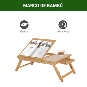 Mesa Plegable de Ordenador Portátil Ajustable de Bambú