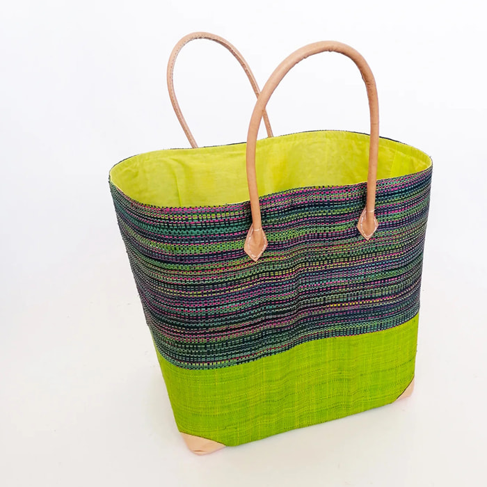 Panier artisanal de Madagascar - Tsivory SGM Vert avec pochon