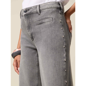 Oltre - Jeans palazzo con tachuelas decorativas - Gris