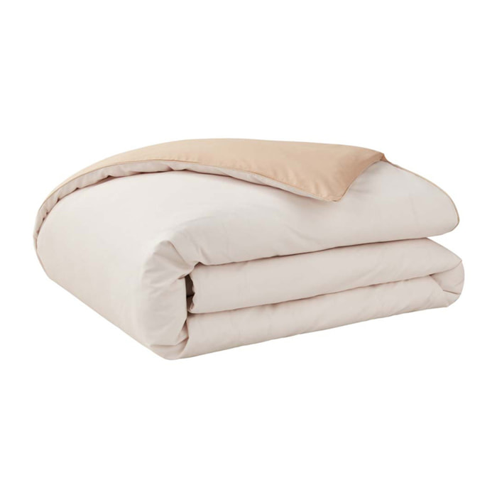 Housse de couette bicolore en coton, BONS JOURS, Beige Sable/ Beige Crème